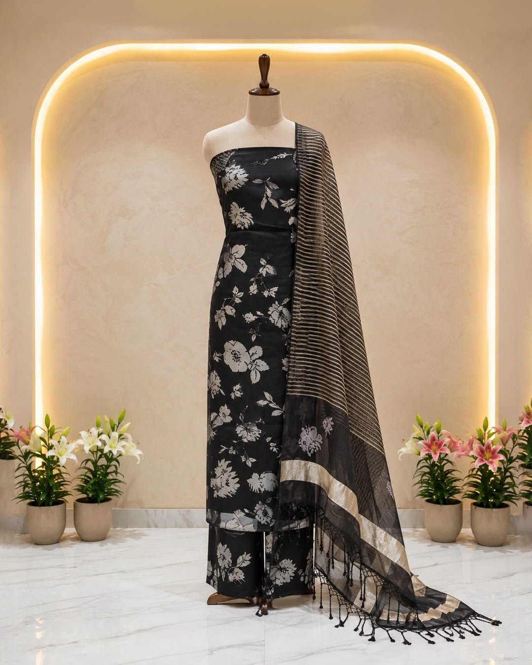 Sohni Chanderi Suit — Hand-embroidered Stitched Suits