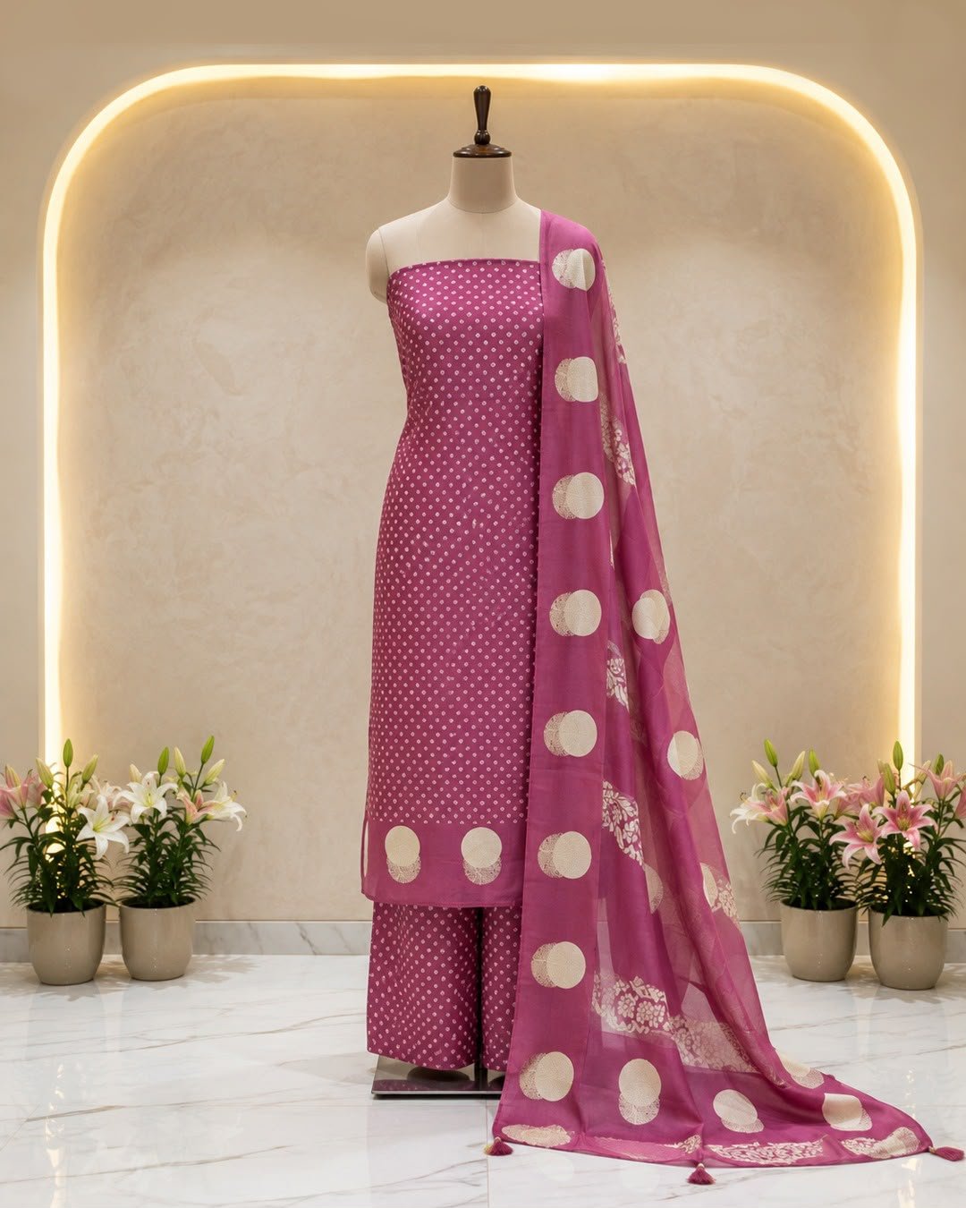 Vibrant Magenta Printed Suit — Hand-embroidered Stitched Suits
